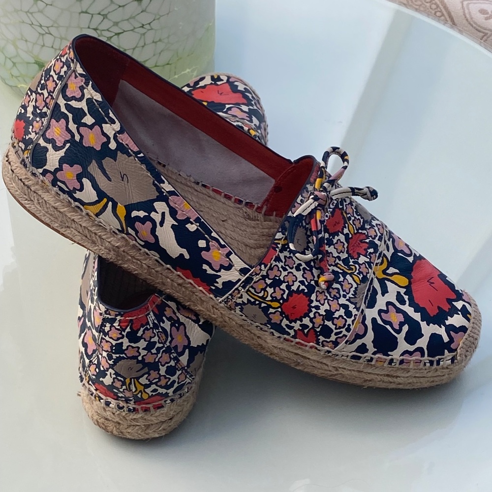 COACH Women's Floral Espadrilles Nappa Leather Slip-On Flat Size 11B - Picture 8 of 10